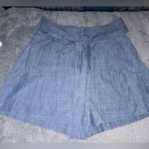 J. Crew Chambray Tie-Waist Shorts - Light Blue